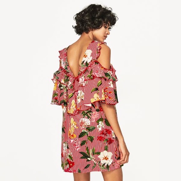 zara striped floral dress